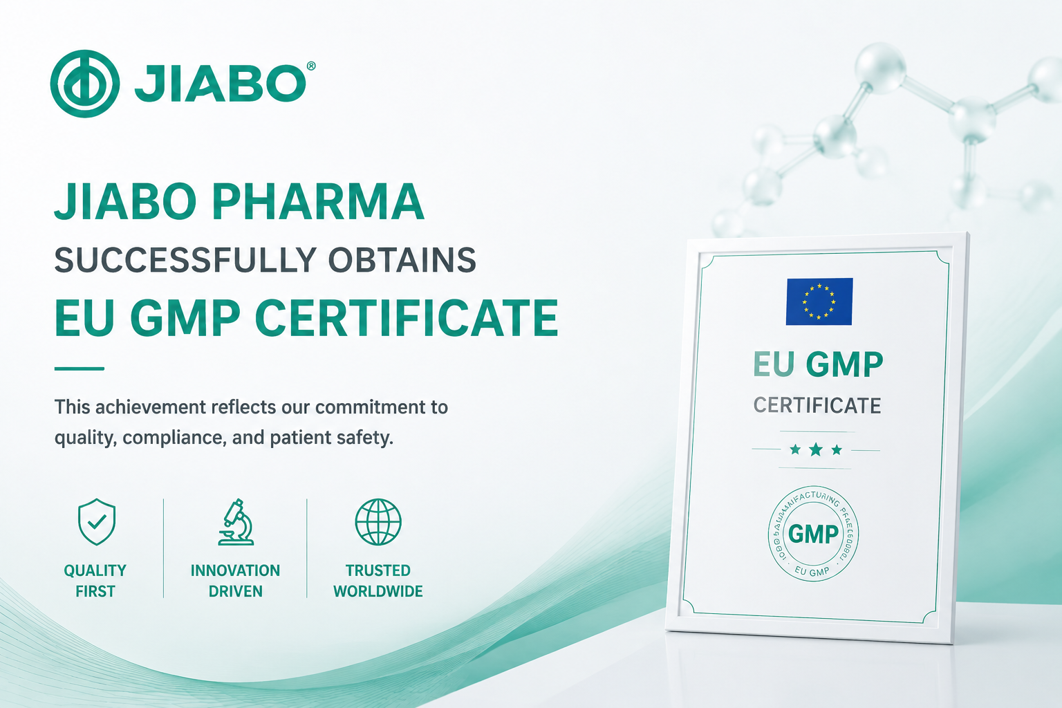 JIABO PHARMA obtiene con éxito el certificado GMP de la UE